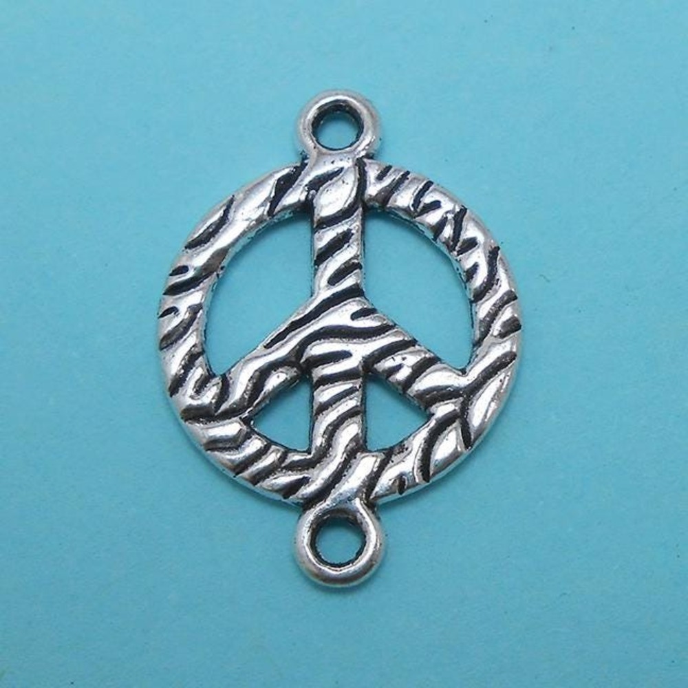 5pcs Peace Sign Connectors links silver tone, jewelry‎ making findings supplies